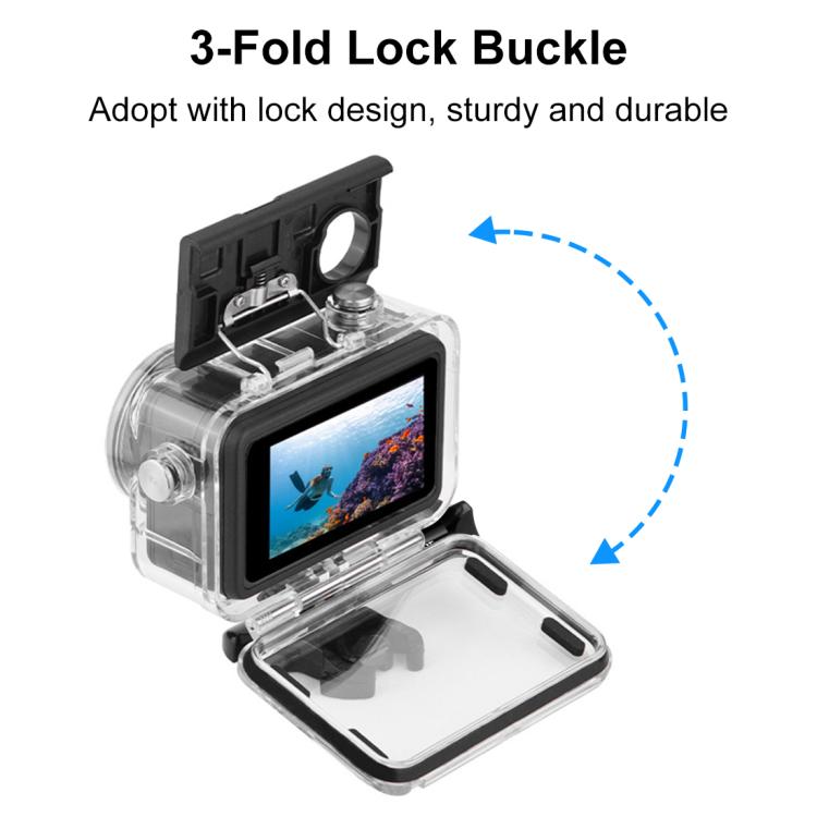 Para DJI Osmo Action 3/4 PULUZ 40m carcasa impermeable subacuática carcasa de buceo con zapata fría y hebilla montaje básico y tornillo, For DJI Osmo Action 3 / 4 Waterproof Case