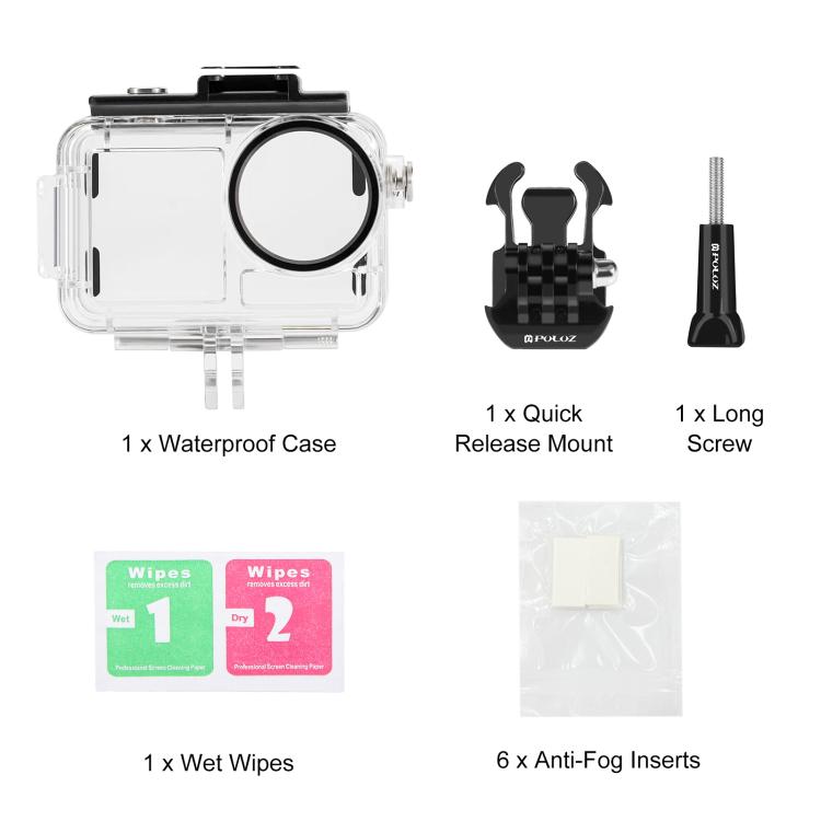 Para DJI Osmo Action 3/4 PULUZ 40m carcasa impermeable subacuática carcasa de buceo con zapata fría y hebilla montaje básico y tornillo, For DJI Osmo Action 3 / 4 Waterproof Case