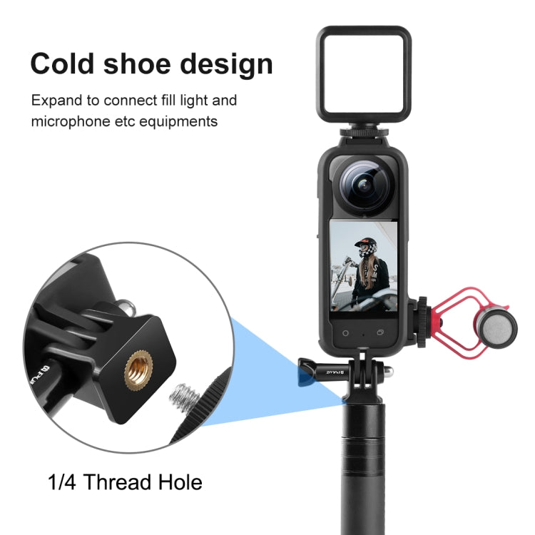Para Insta360 X3 PULUZ Cold Shoe PC Marco protector de plástico con adaptador de montaje y tornillo, PC Frame