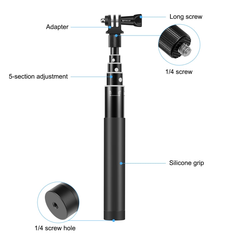 PULUZ-Palo selfie monopié de metal, 73,5 cm, con base adaptadora invisible y tornillo para Insta360 One RS / X2 / X3, 70cm Monopod