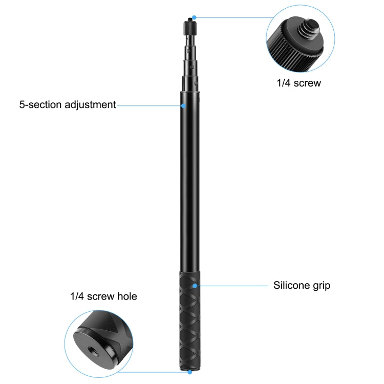 PULUZ 157cm Monopié Palo Selfie de Metal para Insta360 One RS / X2 / X3, 150cm Monopod