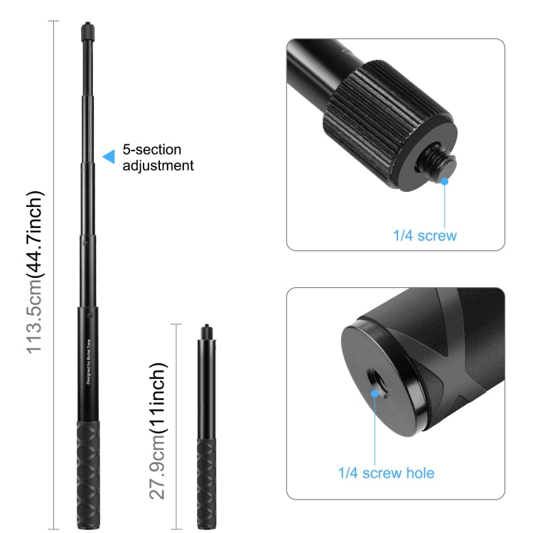Adaptador de soporte de cámara de montaje de accesorio de manillar de bicicleta de motocicleta PULUZ con soporte monopié, Motorcycle Monopod Stand