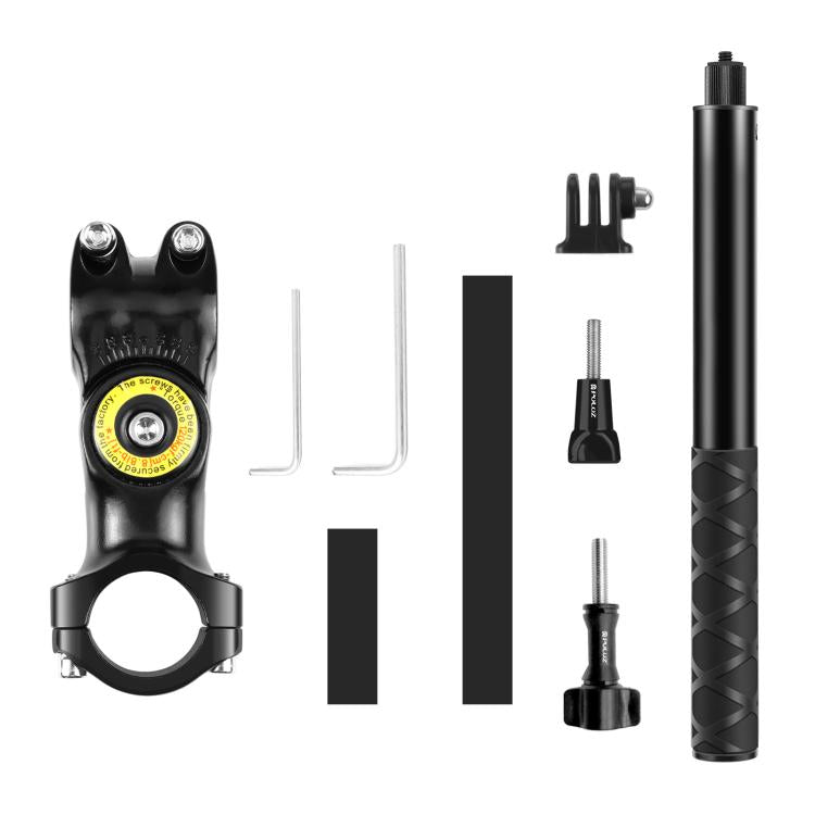 Adaptador de soporte de cámara de montaje de accesorio de manillar de bicicleta de motocicleta PULUZ con soporte monopié, Motorcycle Monopod Stand