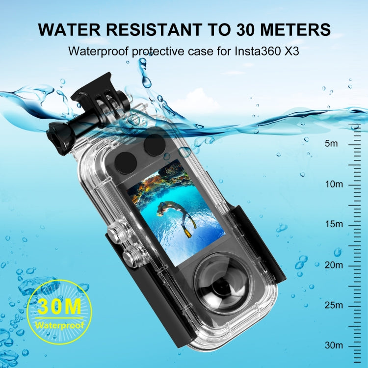 Para Insta360 X3 PULUZ 30m carcasa impermeable subacuática, 30m Waterproof Case