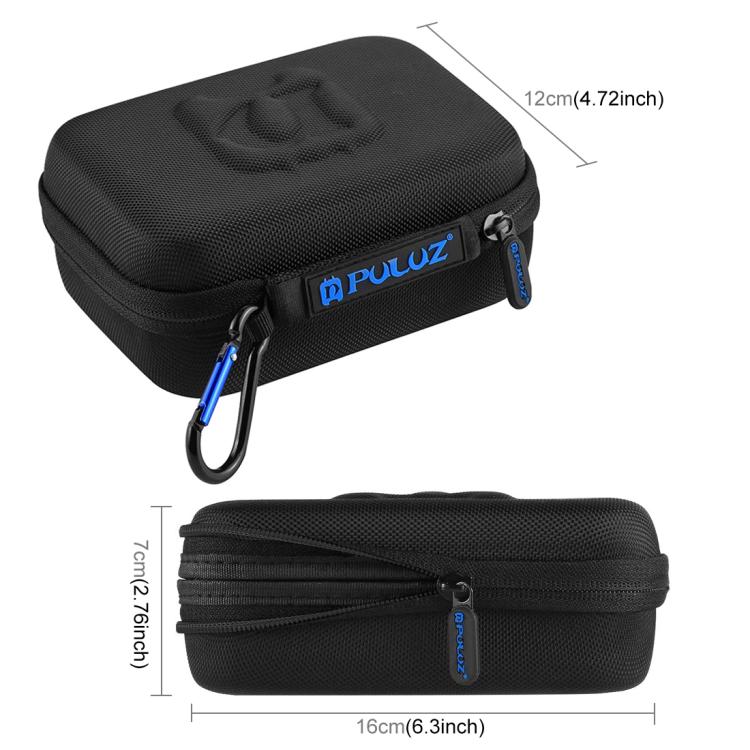 PULUZ Estuche de viaje y transporte impermeable para GoPro, DJI Osmo Action y otros accesorios de cámaras deportivas, tamaño pequeño: 16 cm x 12 cm x 7 cm, US Stock Black, UK Stock Black, For GoPro, Size: 16cm x 12cm x 7cm
