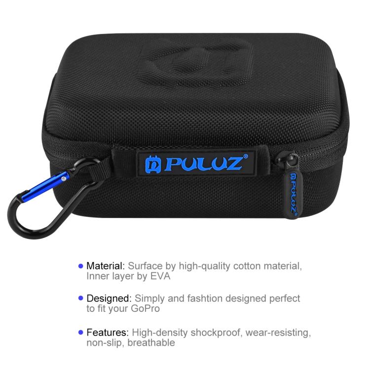 PULUZ Estuche de viaje y transporte impermeable para GoPro, DJI Osmo Action y otros accesorios de cámaras deportivas, tamaño pequeño: 16 cm x 12 cm x 7 cm, US Stock Black, UK Stock Black, For GoPro, Size: 16cm x 12cm x 7cm