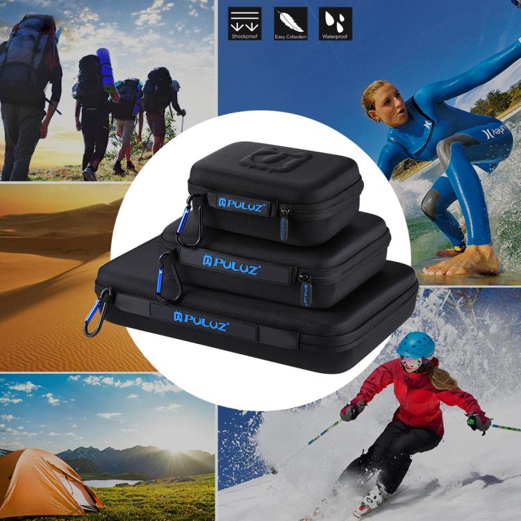 PULUZ Estuche de viaje y transporte impermeable para GoPro, DJI Osmo Action y otros accesorios de cámaras deportivas, tamaño pequeño: 16 cm x 12 cm x 7 cm, US Stock Black, UK Stock Black, For GoPro, Size: 16cm x 12cm x 7cm