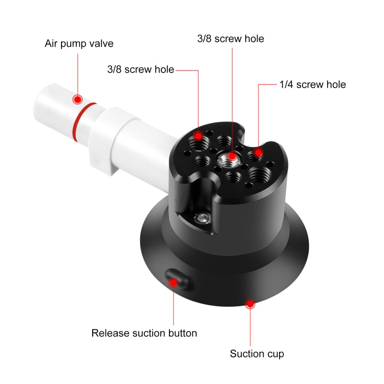 PULUZ 3 pulgadas Car Single Pump Ventosa Montaje de aleación de aluminio, Pump Suction Cup Mount