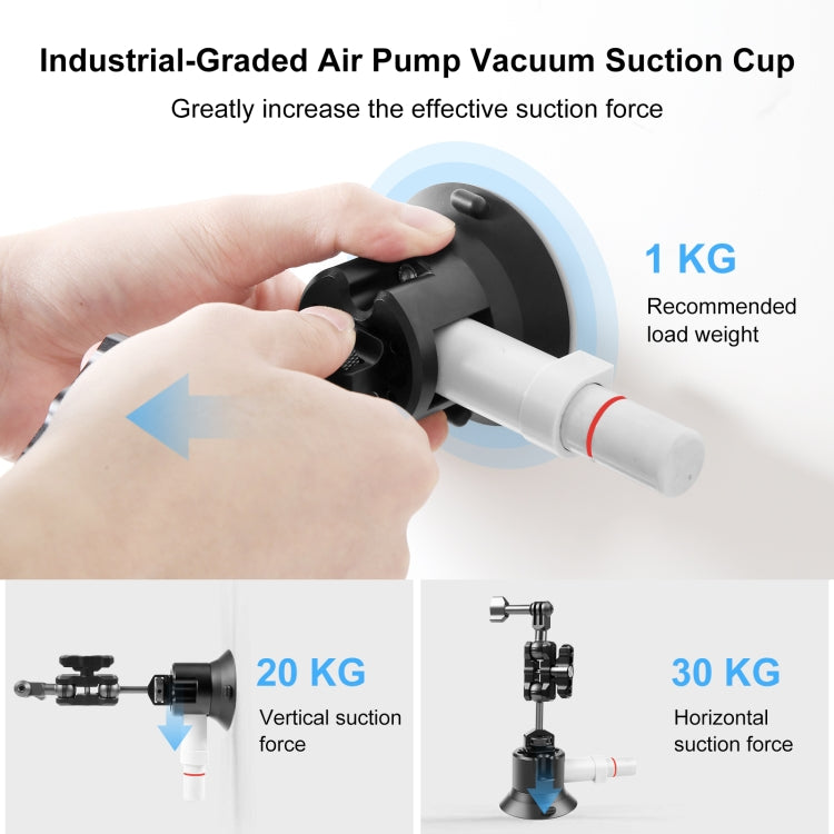 PULUZ 3 pulgadas Car Single Pump Ventosa Montaje de aleación de aluminio, Pump Suction Cup Mount