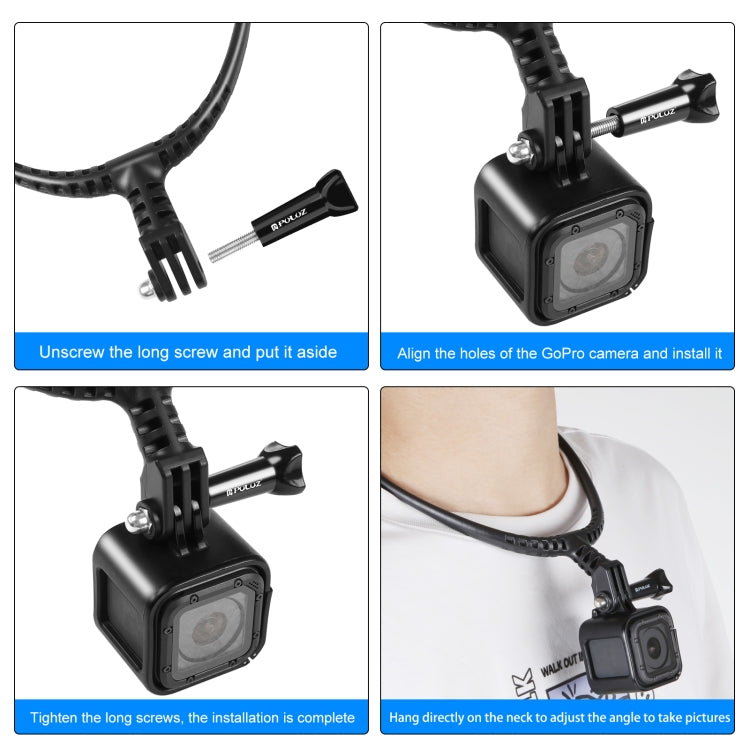 PULUZ Lazy Soporte de cuello ajustable para cámaras de acción GoPro, Neck Bracket