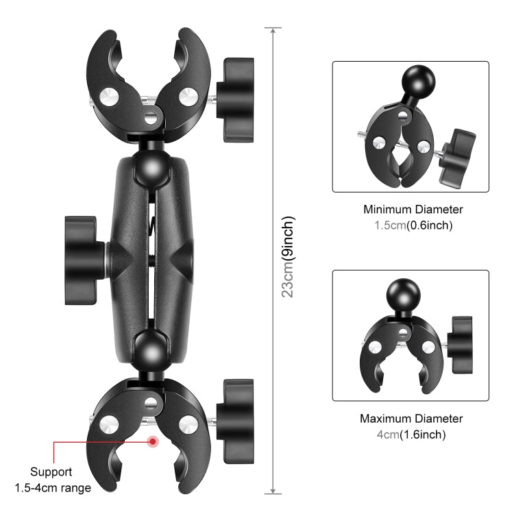 PULUZ Motocicleta Dualheads Cangrejo Abrazadera Manillar Montaje fijo para GoPro y otras cámaras de acción