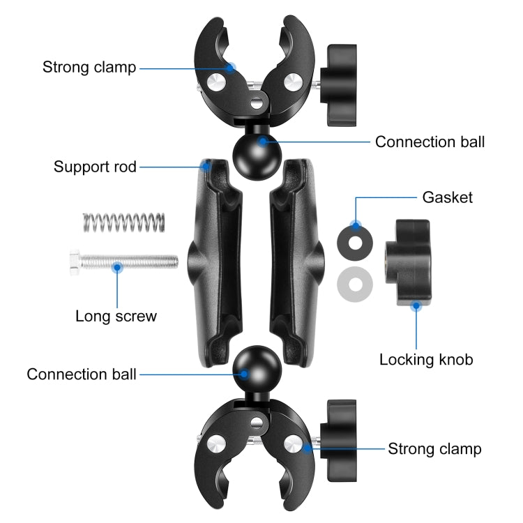 PULUZ Motocicleta Dualheads Cangrejo Abrazadera Manillar Montaje fijo para GoPro y otras cámaras de acción