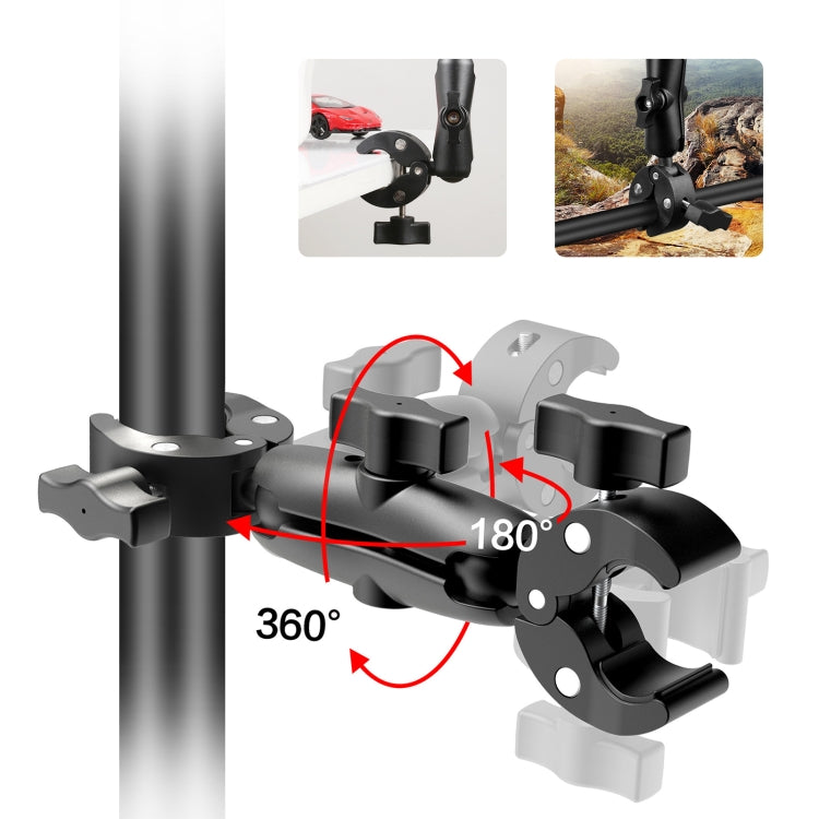 PULUZ Motocicleta Dualheads Cangrejo Abrazadera Manillar Montaje fijo para GoPro y otras cámaras de acción