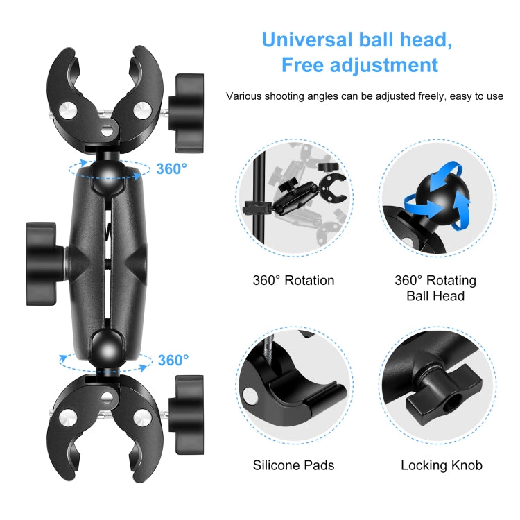 PULUZ Motocicleta Dualheads Cangrejo Abrazadera Manillar Montaje fijo para GoPro y otras cámaras de acción