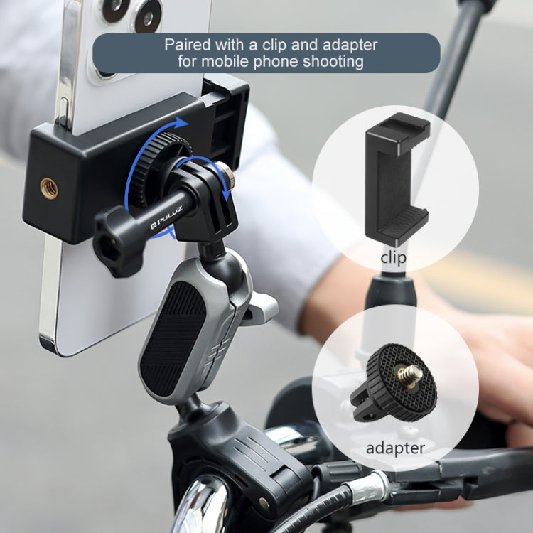 Soporte de brazo de manillar PULUZ con abrazadera de teléfono y adaptador de montaje y tornillo largo, Handlebar Mount