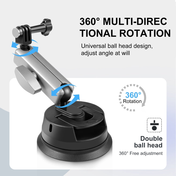 Soporte de brazo de ventosa para automóvil PULUZ con adaptador de montaje y tornillo largo, Suction Cup Mount
