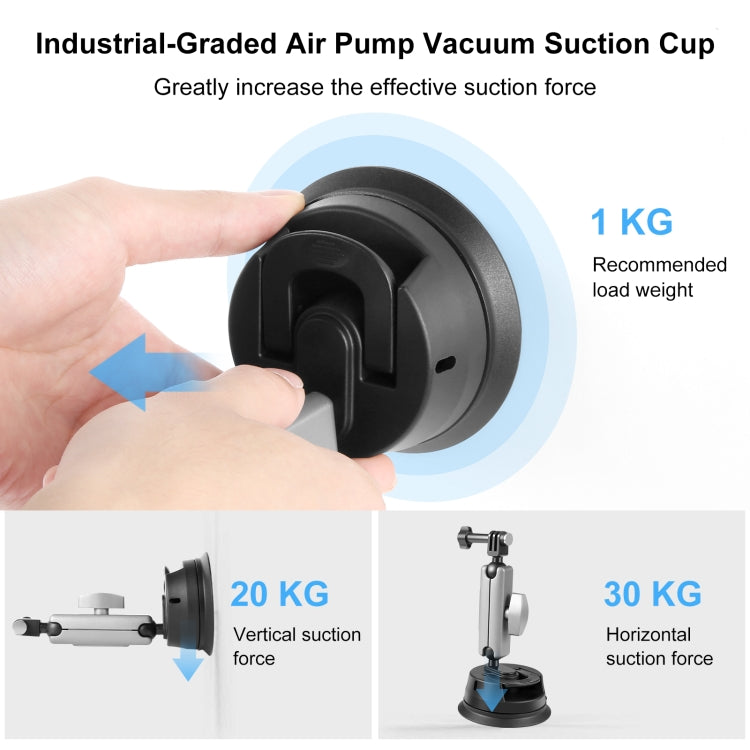 Soporte de brazo de ventosa para automóvil PULUZ con adaptador de montaje y tornillo largo, Suction Cup Mount
