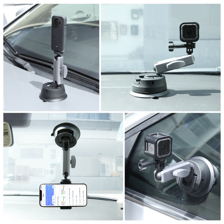 Soporte de brazo de ventosa para automóvil PULUZ con adaptador de montaje y tornillo largo, Suction Cup Mount
