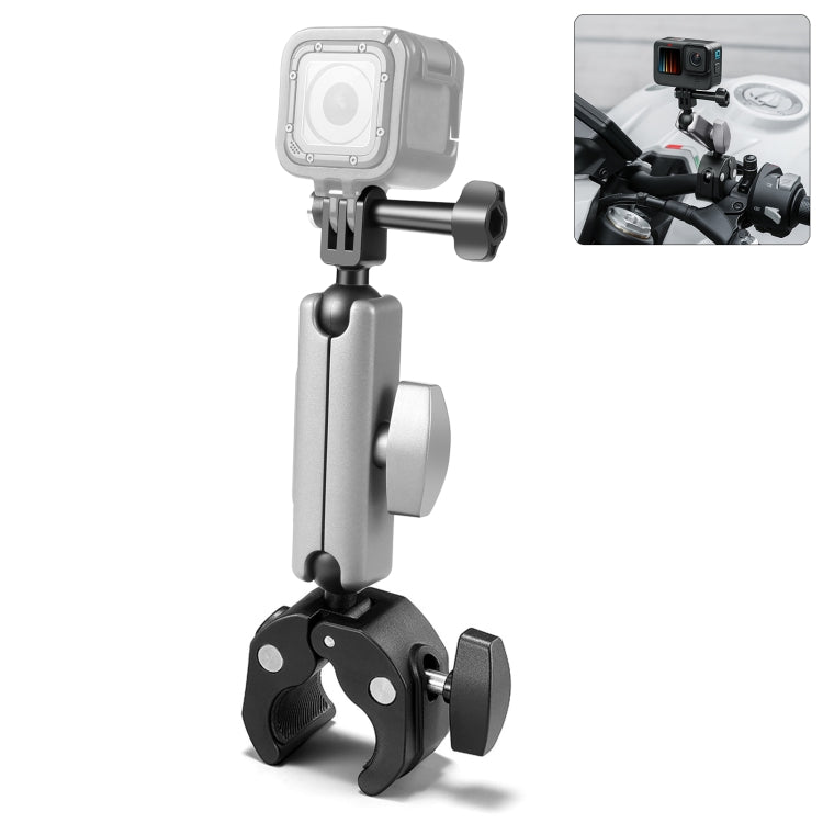 PULUZ Motocicleta Cangrejo Alicates Soporte de brazo de clip con adaptador de montaje y tornillo largo