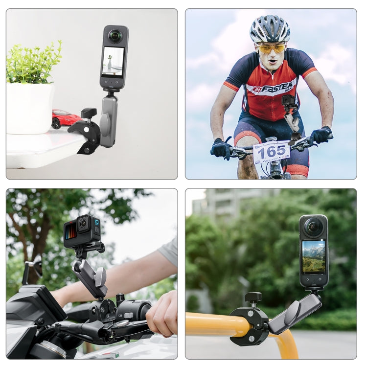 PULUZ Motocicleta Cangrejo Alicates Soporte de brazo de clip con adaptador de montaje y tornillo largo