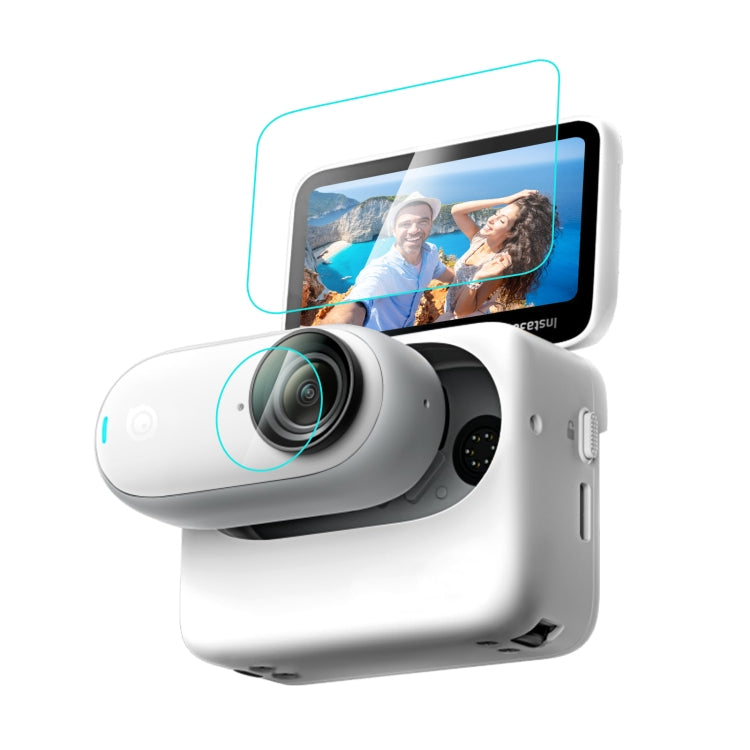 Para Insta360 GO 3 PULUZ 2 en 1 Pantalla y lente Película de vidrio templado, Tempered Glass Film
