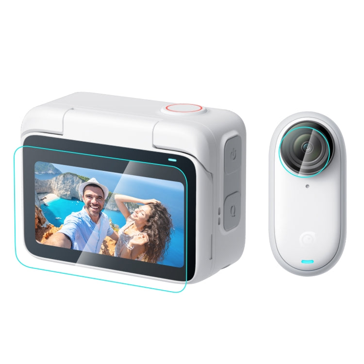 Para Insta360 GO 3 PULUZ 2 en 1 Pantalla y lente Película de vidrio templado, Tempered Glass Film