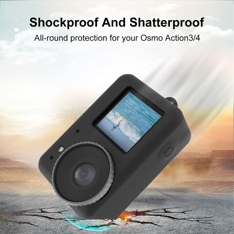 Para DJI Osmo Action 4 / 3 PULUZ Funda protectora de silicona con tapa de lente, For DJI Osmo Action 4 / 3