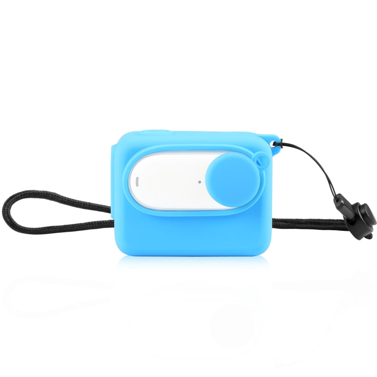 Para Insta360 GO 3 PULUZ Estuche de carga para cámara Estuche de silicona con tapa de lente y correa, Silicone Case with Lens Cap(Black), Silicone Case with Lens Cap(Blue)