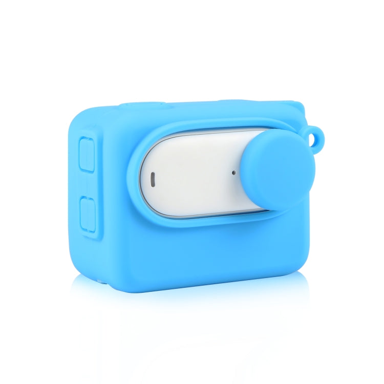 Para Insta360 GO 3 PULUZ Estuche de carga para cámara Estuche de silicona con tapa de lente y correa, Silicone Case with Lens Cap(Black), Silicone Case with Lens Cap(Blue)