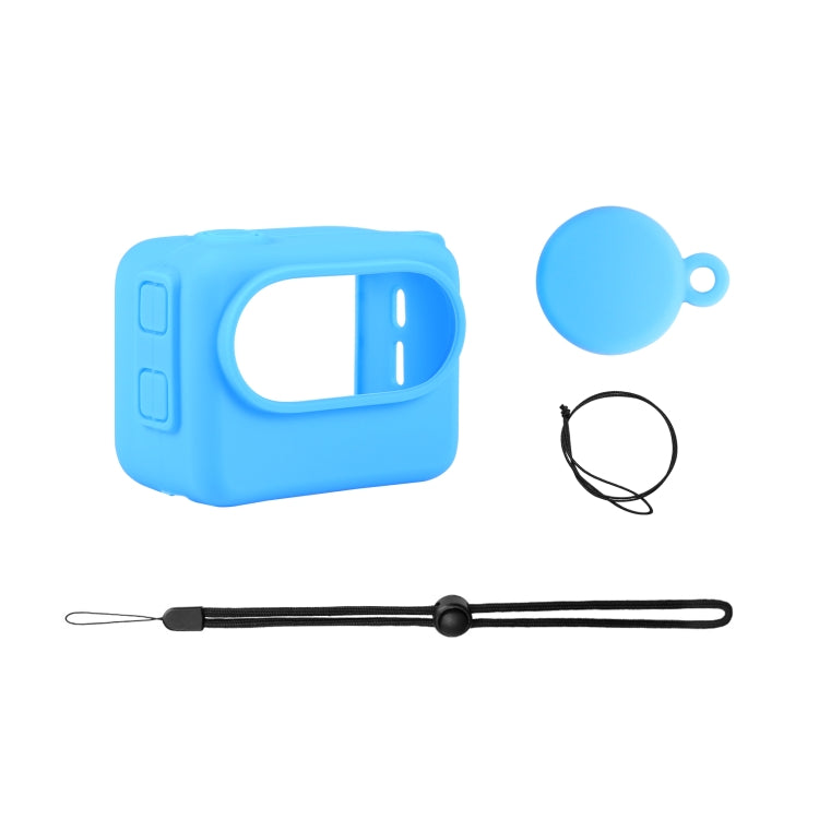 Para Insta360 GO 3 PULUZ Estuche de carga para cámara Estuche de silicona con tapa de lente y correa, Silicone Case with Lens Cap(Black), Silicone Case with Lens Cap(Blue)