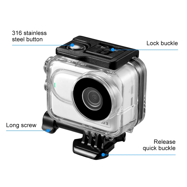 Para Insta360 GO 3 PULUZ 60m Funda carcasa impermeable subacuática con adaptador de base y tornillo, Waterproof Housing Case