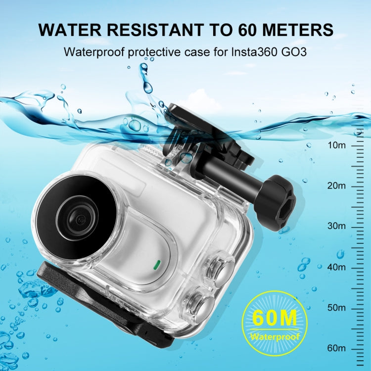 Para Insta360 GO 3 PULUZ 60m Funda carcasa impermeable subacuática con adaptador de base y tornillo, Waterproof Housing Case