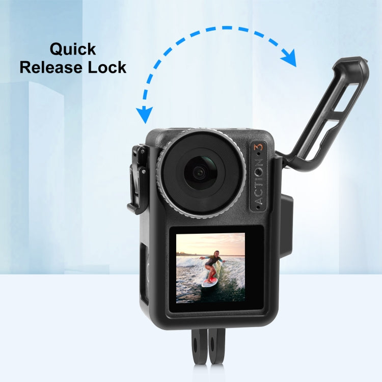 Para DJI Osmo Action 4/3 PULUZ Jaula de marco protector de plástico vertical con zapatos fríos, For DJI Osmo Action 5 Pro / 4 / 3 Vertical Cage