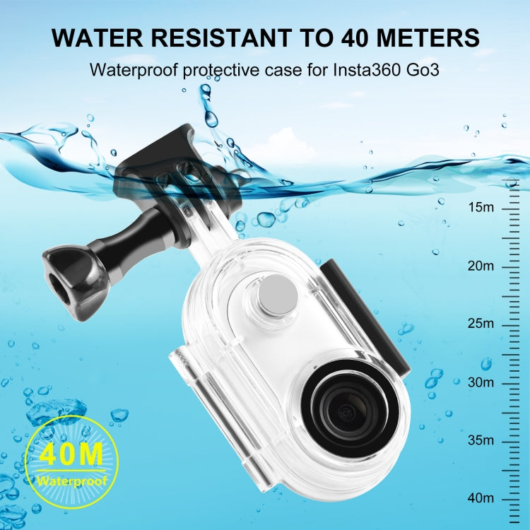 Para Insta360 GO 3 PULUZ 40m Funda carcasa impermeable subacuática con adaptador de base y tornillo, 40m Waterproof Housing Case