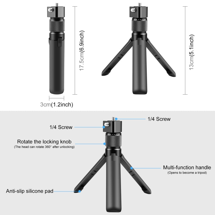 Para Insta360 X3 PULUZ Soporte de trípode de escritorio con mango giratorio, Desktop Tripod Stand