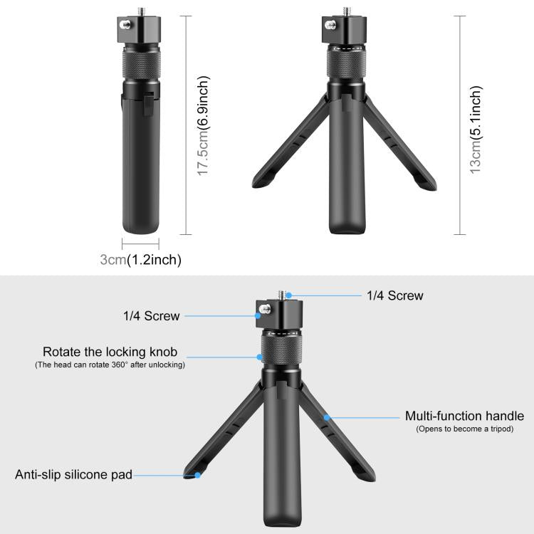 Para Insta360 X3 PULUZ mango giratorio trípode de escritorio soporte 110cm palo Selfie monopié, Desktop Tripod Stand 110cm Selfie Stick