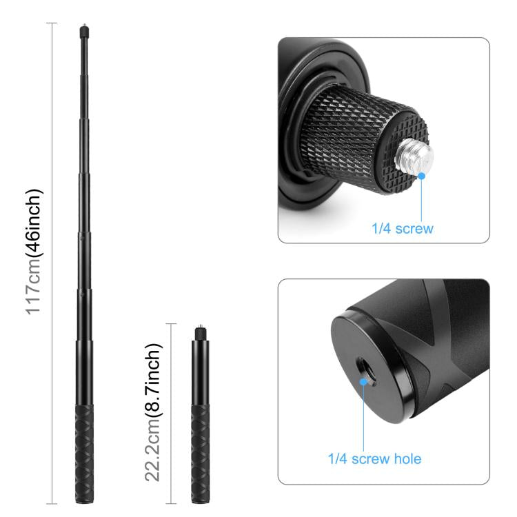 Para Insta360 X3 PULUZ mango giratorio trípode de escritorio soporte 110cm palo Selfie monopié, Desktop Tripod Stand 110cm Selfie Stick