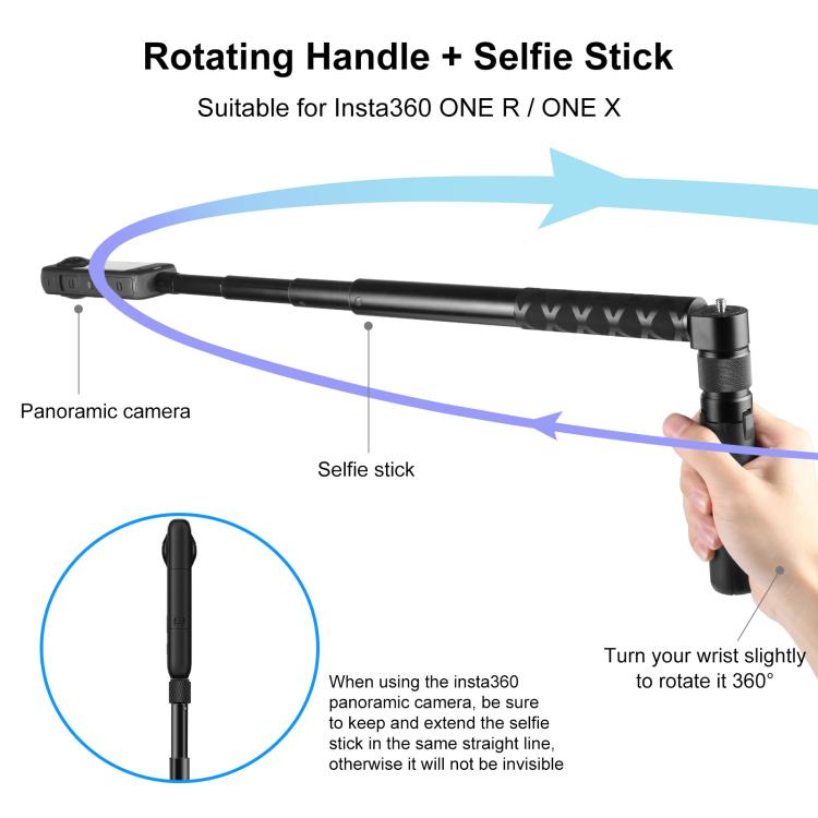 Para Insta360 X3 PULUZ mango giratorio trípode de escritorio soporte 110cm palo Selfie monopié, Desktop Tripod Stand 110cm Selfie Stick