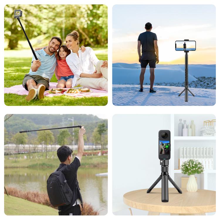 Para Insta360 X3 PULUZ mango giratorio trípode de escritorio soporte 110cm palo Selfie monopié, Desktop Tripod Stand 110cm Selfie Stick
