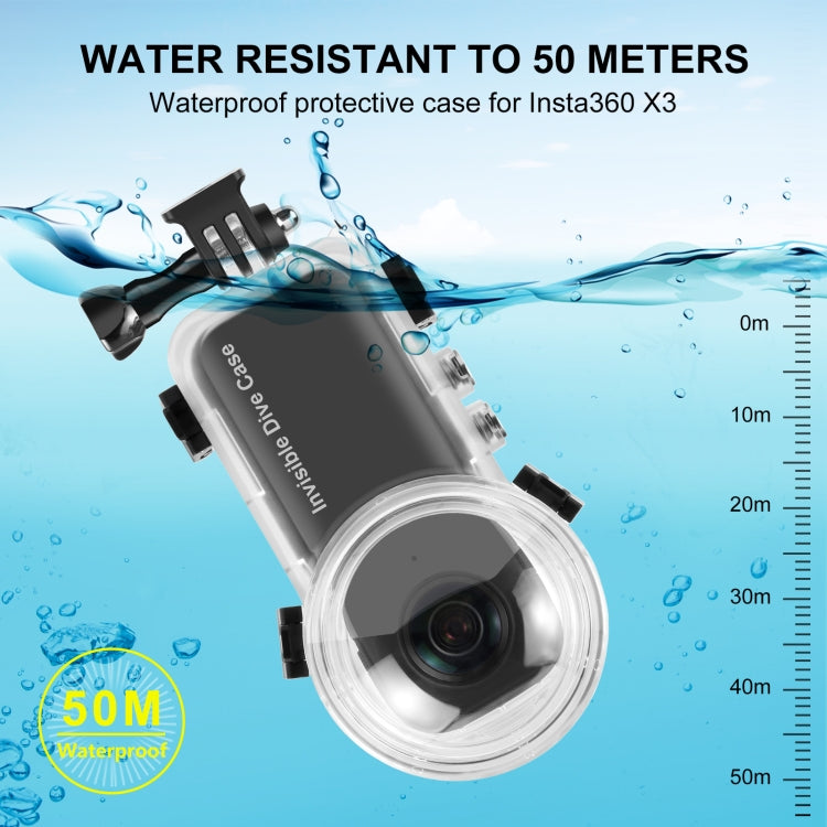 Para Insta360 X3 PULUZ 50m Estuche de buceo sellado impermeable, Invisible Dive Case
