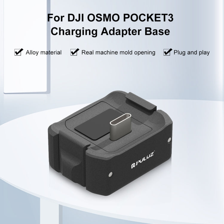 Para DJI OSMO Pocket 3 PULUZ USB-C / Type-C Base de carga de escritorio Soporte de aleación de aluminio, Desktop Charging Base