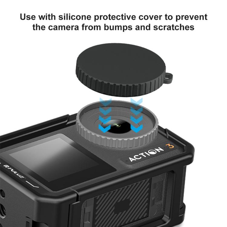 Marco adaptador de expansión de jaula de aleación de aluminio con cubierta de lente para DJI Osmo Action 5 Pro/4/3 PULUZ, For DJI Osmo Action 5 Pro / 4 / 3