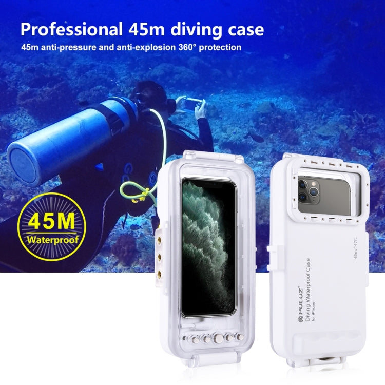 PULUZ Estuche de buceo impermeable de 45 m / 147 pies Cubierta de carcasa subacuática para tomar fotografías y videos para iPhone 14 Series, iPhone 13 Series, iPhone 12 Series, iPhone 11 Series, iPhone X Series, iPhone 8 y 7, iPhone 6s, iOS 13.0 o vers...