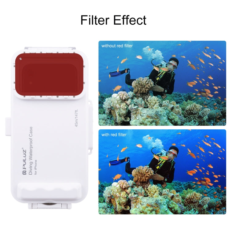PULUZ Estuche de buceo impermeable de 45 m / 147 pies Cubierta de carcasa subacuática para tomar fotografías y videos para iPhone 14 Series, iPhone 13 Series, iPhone 12 Series, iPhone 11 Series, iPhone X Series, iPhone 8 y 7, iPhone 6s, iOS 13.0 o vers...