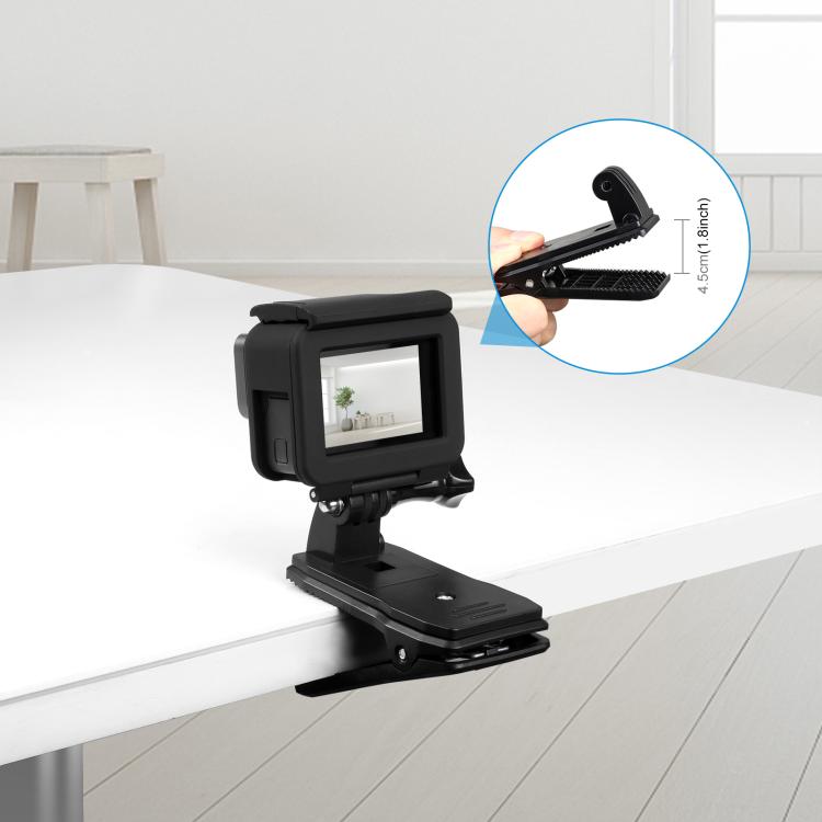 PULUZ 4 en 1 Mochila giratoria de 360 grados Sombrero QR Clip Rec-montajes con kit de abrazadera para teléfono