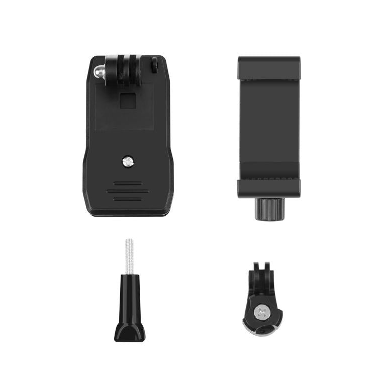 PULUZ 4 en 1 Mochila giratoria de 360 grados Sombrero QR Clip Rec-montajes con kit de abrazadera para teléfono