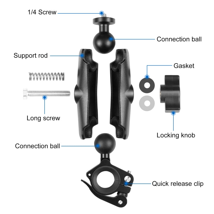 PULUZ motocicleta O-Clip abrazadera de liberación rápida manillar soporte de montaje fijo para GoPro y otras cámaras de acción, O-Clip Mount