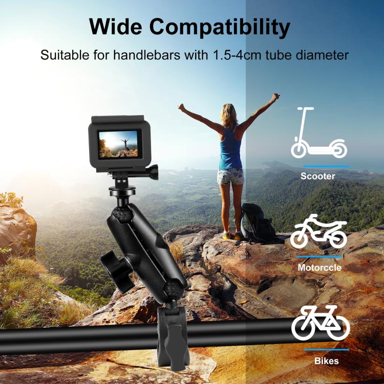 Soporte de montaje fijo para manillar con abrazadera de cangrejo para motocicleta PULUZ para GoPro y otras cámaras de acción, Crab Clamp Mount