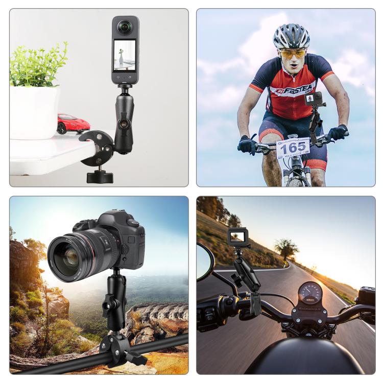 Soporte de montaje fijo para manillar con abrazadera de cangrejo para motocicleta PULUZ para GoPro y otras cámaras de acción, Crab Clamp Mount