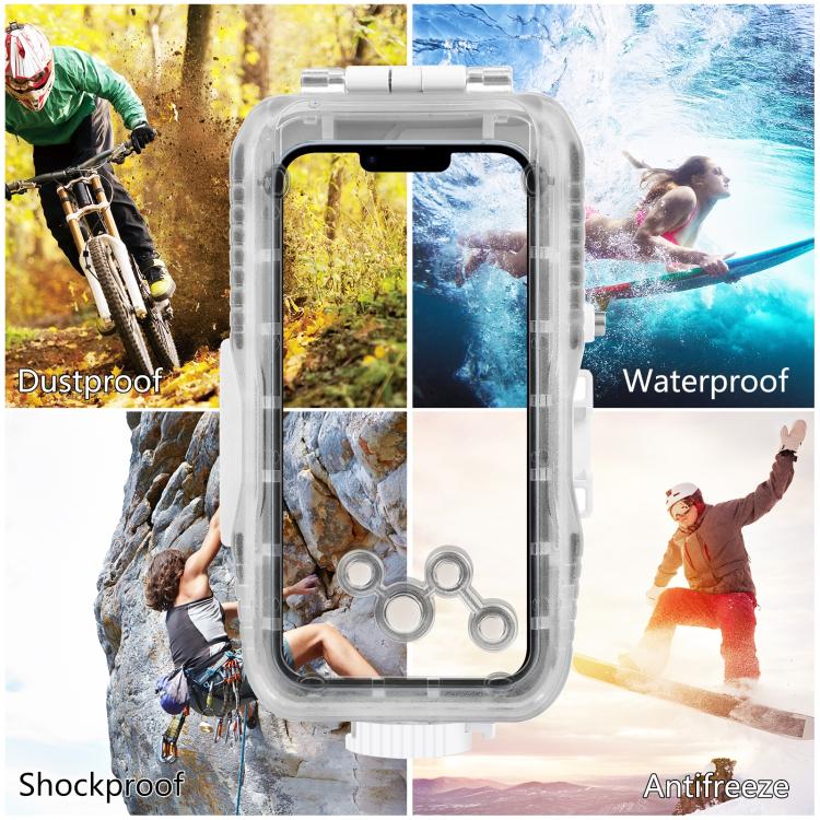 PULUZ Estuche de buceo impermeable de 40 m / 130 pies para iPhone 15 Pro / 14/14 Pro / 13/13 Pro / 12/12 Pro, con válvula unidireccional para tomar fotografías y videos cubierta de carcasa subacuática, For iPhone 16 / 15 / 15 Pro, For iPhone 14 / 14 Pro